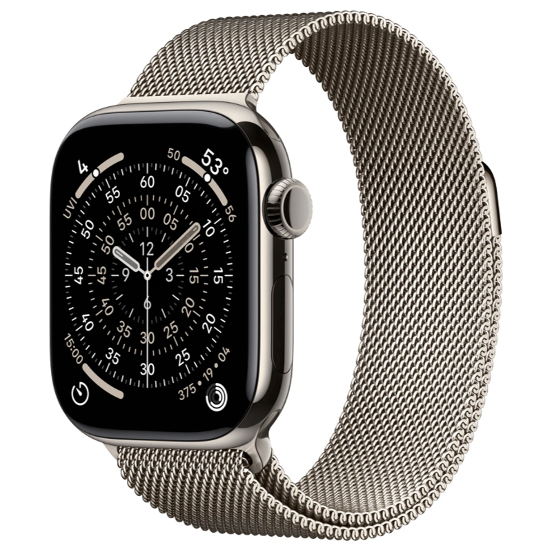 Apple Watch Series 11 GPS + Cellular, 42 мм, Natural Titanium, Миланская петля "Natural" (MF8P4). Фото 1