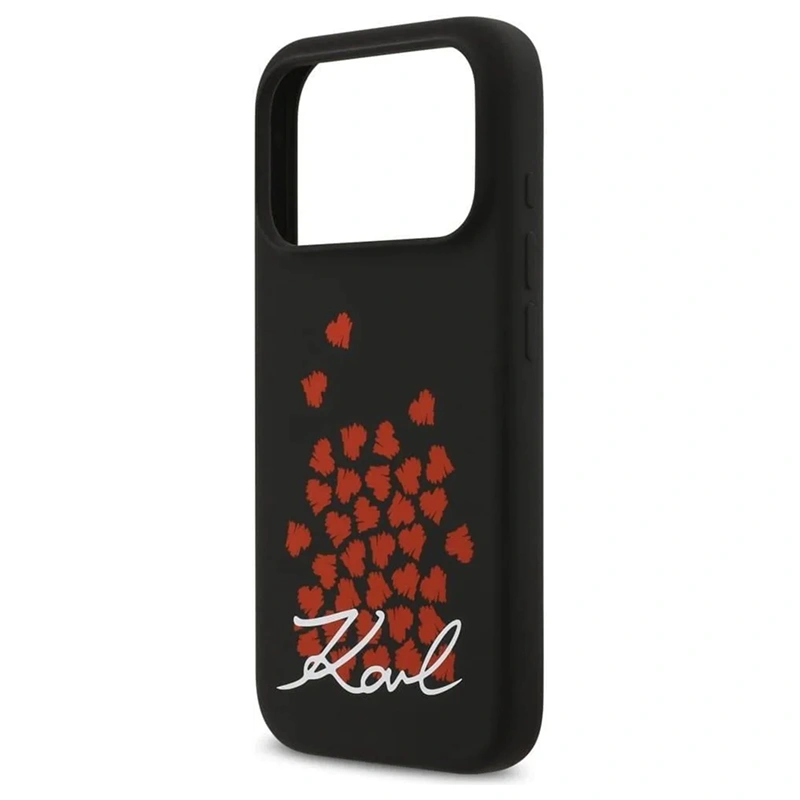 Накладка Lagerfeld для iPhone 17 Pro Max Liquid Silicone Hearts Hard (MagSafe), Чёрная (KLHMP17XSMHBKSOK). Фото 2