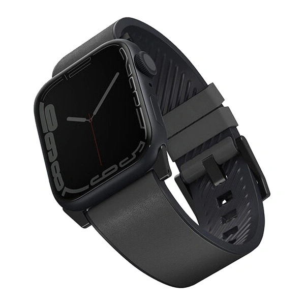 Ремешок Uniq для Apple Watch 44/45/46/49мм Straden Waterproof Leather/Silicone, Grey (45MM-STRAGRY). Фото 1