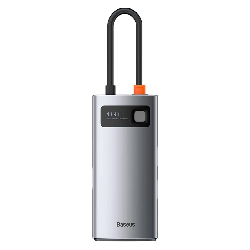 Хаб Baseus Metal Gleam Series 4-in-1 USB 3.0, USB 2.0, HDMI, USB-C PD, Серый (CAHUB-CY0G). Фото 1