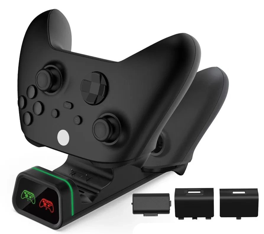 Зарядная станция DOBE для 2- x геймпадов + 2 аккумулятора 800 мАч (Xbox One/Series X/S), Чёрная (TYX-19006X). Фото 1