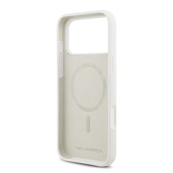 Накладка Lagerfeld для iPhone 17 Pro Max Liquid Silicone Hearts Hard (MagSafe), Белая (KLHMP17XSMHBKSOH). Фото 6
