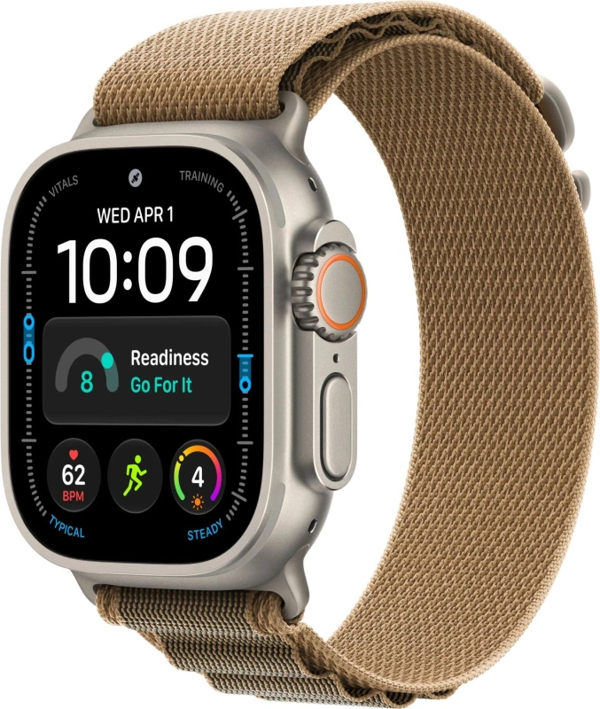 Умные часы Apple Watch Ultra 4 (2026) GPS+Cellular 49мм, Натуральный титановый корпус, ремешок "Пустынная альпийская петля" размер S 130-160 мм (MJAE4). Фото 1