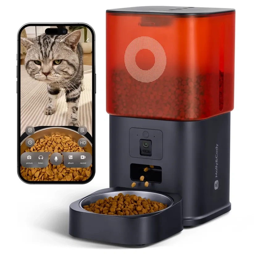 Умная кормушка для животных Molly&Cody Smart Feeder 6L Camera, Чёрный (FT-21C-B). Фото 1