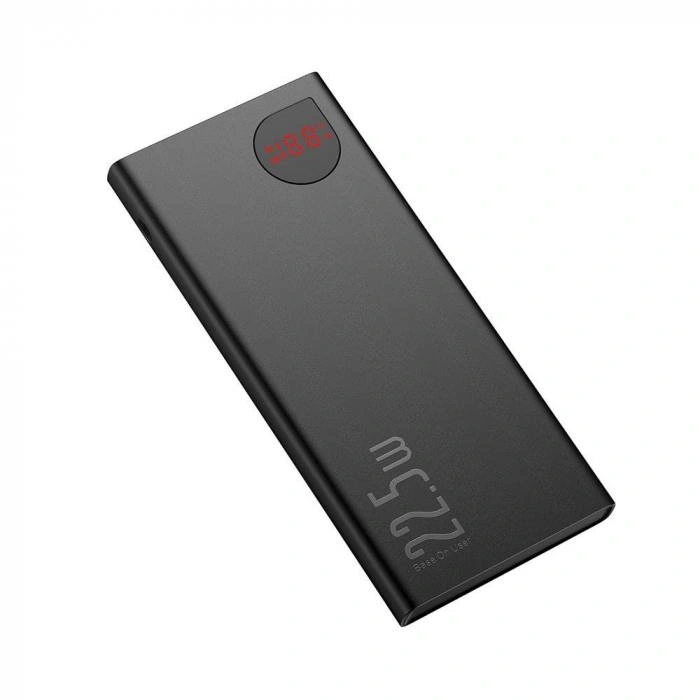 Внешний аккумулятор Baseus Adaman Metal Digital Display Quick Charge Power Bank 10000mAh 22.5W, Чёрный (PPAD000001). Фото 4